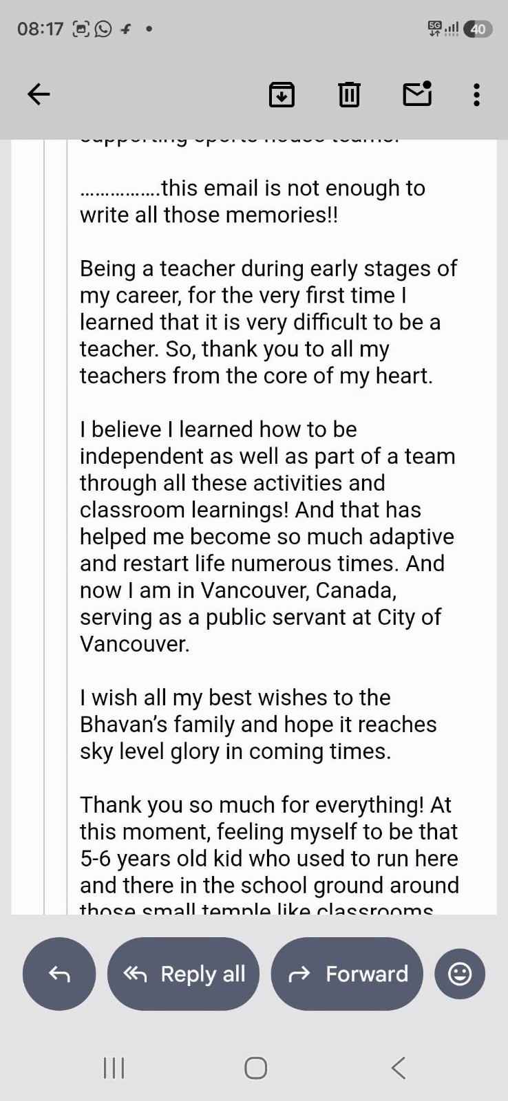 Memories shared by Ex Teacher and Student
