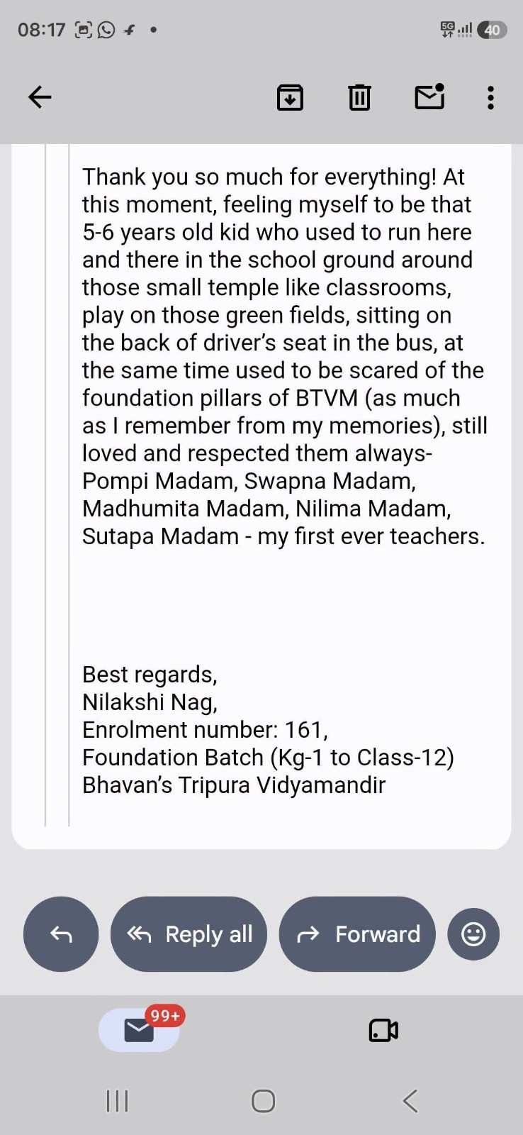 Memories shared by Ex Teacher and Student