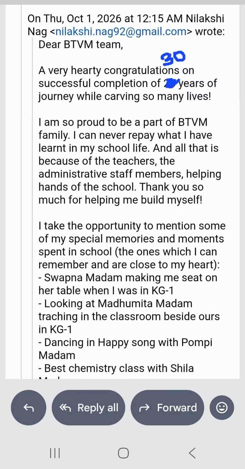Memories shared by Ex Teacher and Student